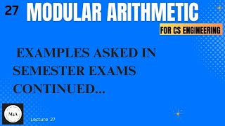 Examples on Diphontine EqnQuestionpaper examplesvtuModularArithmetic22schemebmats101Dr SujataT [upl. by Akayas]