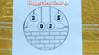 How to draw Happy New Year 2025  New Year 2025  Drawing New Year 2025 [upl. by Aneej125]