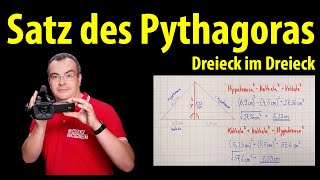 Satz des Pythagoras  Dreieck im Dreieck  eine typische Anwendung  Lehrerschmidt [upl. by Ogir]