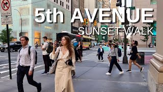 NEW YORK CITY Walking Tour 4K  5ht AVENUE  Sunset Walk [upl. by Aros]