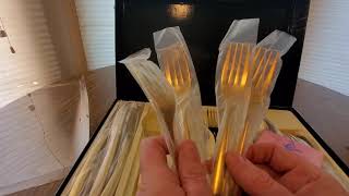 The Best Silverware Set HOBO 24Piece Stainless Steel gold Cutlery Set Amazon Unboxing [upl. by Ayanat]