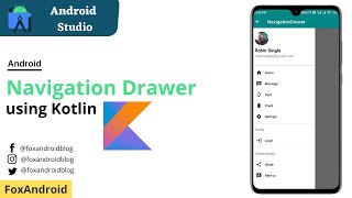 Navigation Drawer using Kotlin in Android Studio  Slidable Menu with Navigation Drawer  Kotlin [upl. by Nerhtak14]