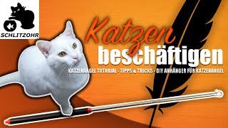 🔥Katze beschäftigen  Katzenangel Tutorial  Katzenspielzeug selber machen  mit Katze spielen [upl. by Weixel]