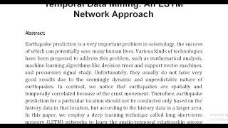 Earthquake Prediction Based on Spatio Temporal Data Mining An LSTM Network Approach [upl. by Delorenzo]