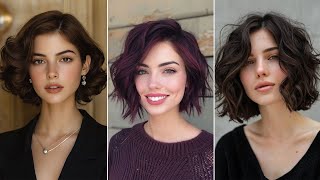 Chic Curly Bob Wavycurly Hairstyle 💗 Bob Haircut Hairstyle Hair Colour Ideas For Women [upl. by Rozelle]