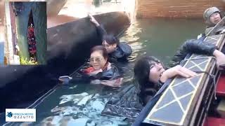 INCIDENTE A VENEZIA GONDOLA SI ROVESCIA IN CANALE TURISTI FINISCONO IN ACQUA [upl. by Elleoj]