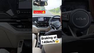 kia Carens brake Testing at 140kmh Car stops under 6meterAll wheel Disk with ABS amp EBD 16 lakh [upl. by Otrebmal629]