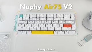 Unboxing Nuphy Air75 V2 ⌨️  extra white shinethrough keycaps wrist rest and more aesthetic ✨ [upl. by Blackmore]