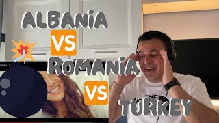 Italian Reaction to Turkey Vs Romania Vs Albania Women Edition Hadise Vs Inna Vs Elvana Gjata [upl. by Arhna]