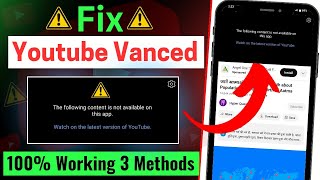 Youtube vanced not working  How To Fix Youtube Vanced not Working Problem  Youtube no working [upl. by Atirb]