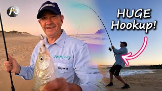 Soft Plastics  Tailor head HUGE Hook up Beach Fishing [upl. by Lytsyrk]