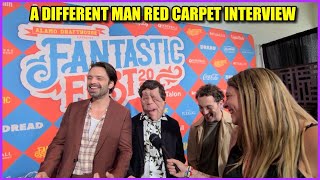 A Different Man Fantastic Fest Red Carpet Interviews Sebastian Stan Adam Pearson amp Aaron Schimberg [upl. by Ylrbmik938]