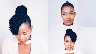 No Cornrows Crochet Bangs Updo ft Lindamayvic [upl. by Nilauqcaj913]