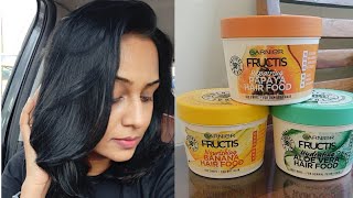 I Tried New Garnier Fructis Hair Food 3 in 1 mask amp This happened to my hair 😱 [upl. by Ahtnama]