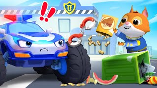 Who Threw the Trash Around💢 Police Car🚨 Garbage Truck  Monster Truck  Kids Songs  BabyBus [upl. by Alyal]