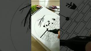 Circle drawingPanda drawing circle drawing shorts youtubeshorts trending panda easydrawing [upl. by Kcam298]