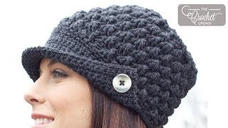 How to Crochet Easy Crochet Womens Peak Cap Hat [upl. by Rma]