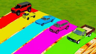 TRANSPORTING FIVE COLOR HONDA 656 MUSTANG TOYOTA HULUX FORD BRONCO LIZARD  Farming Simulator 22 [upl. by Muriah]