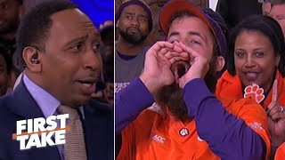 Stephen A gets booed for his LSU vs Clemson CFP National Championship prediction  First Take [upl. by Nivram38]