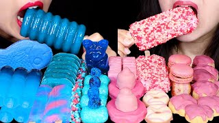 ASMR BLUE RASPBERRY ICE CREAM STRAWBERRY SHORTCAKE DONUT CHOCOLATE JELLY SHOOTER CHEESECAKE 먹방 [upl. by Salomie]