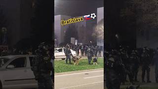 🇸🇰⚽ bratislava slovanbratislava darknomad dinamozagreb football championsleague police fans [upl. by Nnayr]