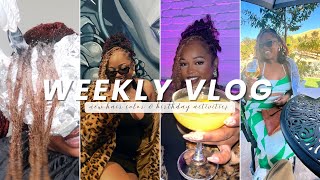 vlog A Birthday GlowUp 🎂 Coloring My Locs  Red amp Blonde Transformation ♥️ [upl. by Plato]