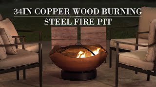 AmberCove Copper Steel Wood Burning Fire Pit  Unique Design [upl. by Dorette]