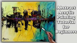 Abstract Acrylic Painting for Beginners  Step by step  Easy Painting [upl. by Nahshun380]