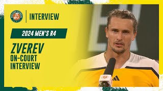 Zverev Round 4 oncourt interview  RolandGarros 2024 [upl. by Thetes550]