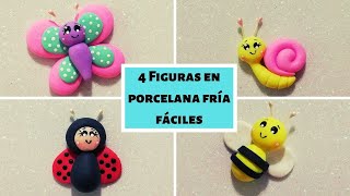 4 FIGURAS EN PORCELANA FRÍA FÁCILES  MARIPOSA  ABEJA  CARACOL  MARIQUITA Ó CATARINA [upl. by Aylat35]