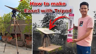 How to make Easel with Tripod  Best easel for painting [upl. by Reifnnej164]