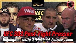 UFC 302 PostFight Press Conference Highlights White Dustin Poirier Islam Makhachev Strickland [upl. by Lalib479]