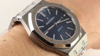 Audemars Piguet Royal Oak Blue Dial 15400ST Luxury Watch Review [upl. by Zrike]