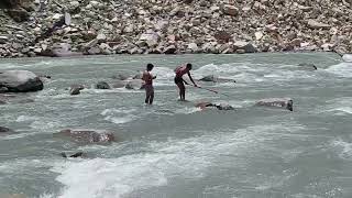 Depth Measurement of the Mugu Karnali River by Sonar [upl. by Nimajeb]