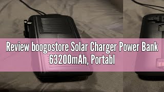 Review boogostore Solar Charger Power Bank 63200mAh Portable Charger with Dual Outputs amp Dual Input [upl. by Socin]