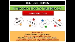 LECTURE SERIES ON TRIBOLOGYMECHANICAL ENGINEERING INTRODUCTION  DrSANJAY MOHAN [upl. by Otcefrep]