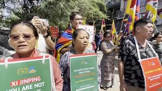 Tibetans protest against China in New Delhi as leaders arrive ahead of G20 summit [upl. by Mapes]