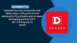 Calculate the mass of ascorbic acid Molarmass  176 g mol–1 to be dissolved in 75 gof acetic acid [upl. by Placeeda316]