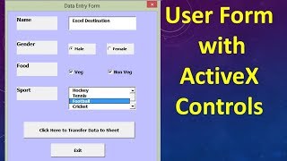 Excel VBA Tutorial 15  UserForm with Textbox Checkbox ListBox Option Button and Command Button [upl. by Ijar]