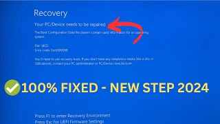 Your PCDevice Need to be Repaired BCD Error code 0xc0000098\ Error Code 0xc000000F Windows 10 \11 [upl. by Kimmi]