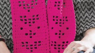 Easy Filet Crochet Heart Scarf [upl. by Arrehs]