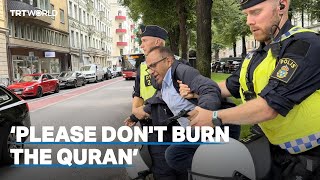 Swedish police briefly detain man protesting against Quran desecration [upl. by Chap]