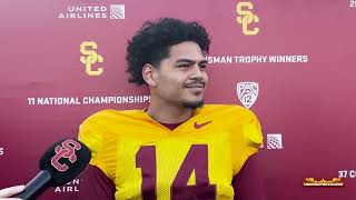 New USC quarterback Jayden Maiava discusses fit in Trojan offense [upl. by Ailyt]