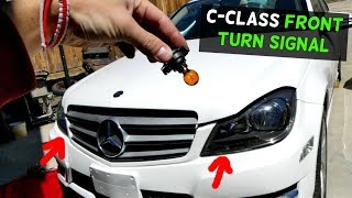 MERCEDES W204 FRONT TURN SIGNAL LIGHT BULB REPLACEMENT C250 C350 C300 C200 C220 C260 C280 [upl. by Marvin]