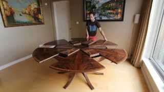 Expanding Circular Dining Table in Walnut [upl. by Ellehcsor]