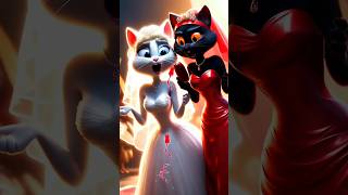 White cat Bride VS Black Evil Cat battle of Love catstory catlover viralshort cat [upl. by Meadow]