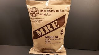 2017 MRE Chicken Burrito Bowl Meal Ready to Eat Review US Ration Taste Test [upl. by Beisel]