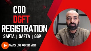 How to Apply for coo DGFT online  export import business  SAPTA  GSP  SAFTA [upl. by Eiramesor]