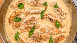 15 Minute Creamy Garlic Chicken Tenders [upl. by Zel]