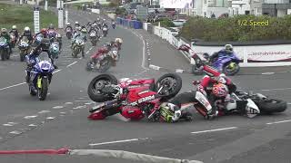 Davey Todd amp Adam McClean Crash on 1st Lap of NW200 Supersport Race  9th May 2024 [upl. by Rocray]